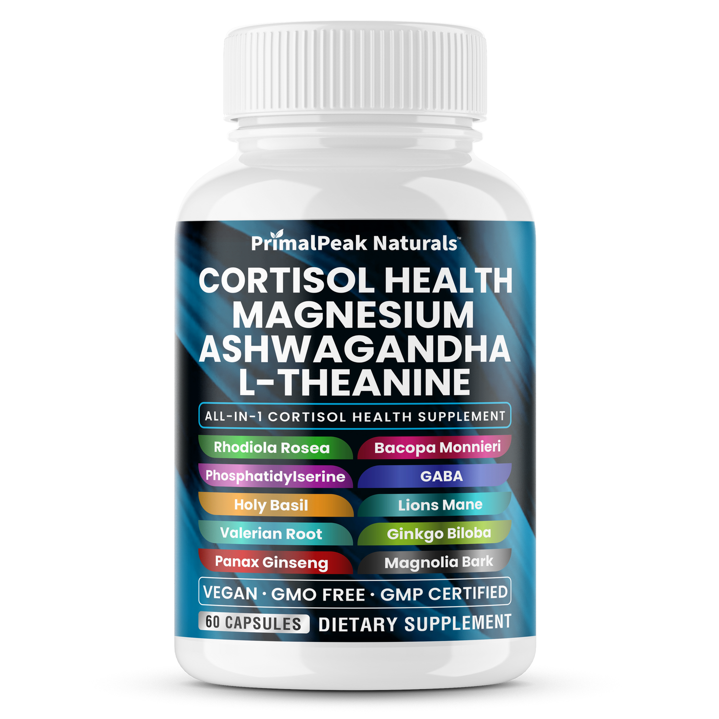Cortisol Supplements for Women and Men with Magnesium, Ashwagandha, Rhodiola Rosea, L-Theanine for Cortisol Reducer, Stress Relief and Sleep Support Vegan Capsules