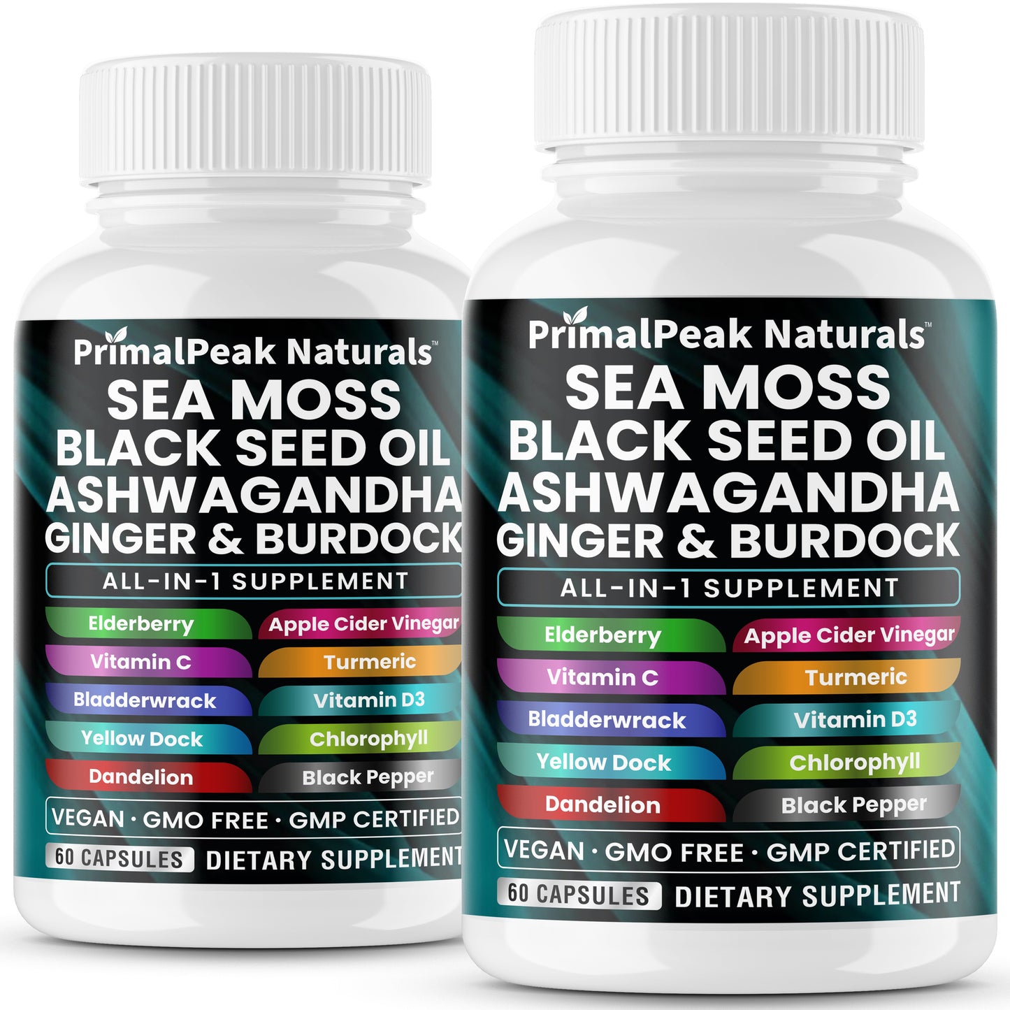 Sea Moss Black Seed Oil Ashwagandha Ginger Burdock All-in-one Multi Minerals Vegan Capsules