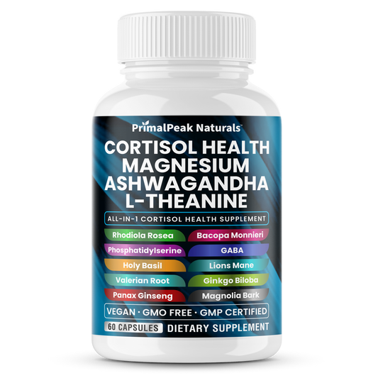 Cortisol Supplements for Women and Men with Magnesium, Ashwagandha, Rhodiola Rosea, L-Theanine for Cortisol Reducer, Stress Relief and Sleep Support Vegan Capsules